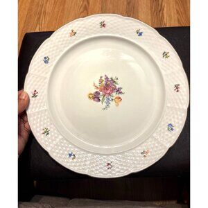 Thun Vtg Czech 12” Chop Plate Basket Weave Floral Gold Tradition Discontinued 22
